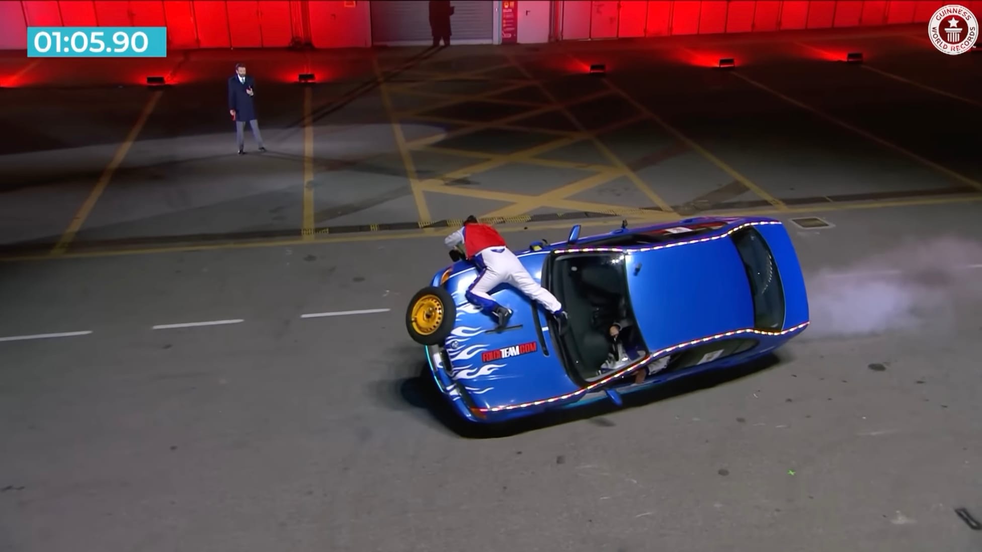 There's a new world record for... the fastest wheel change on a moving